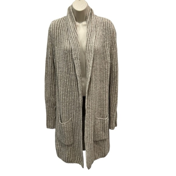 Loft Long Cardigan Tan Pockets Size Small Wool Silk Mohair Blend - Picture 1 of 6